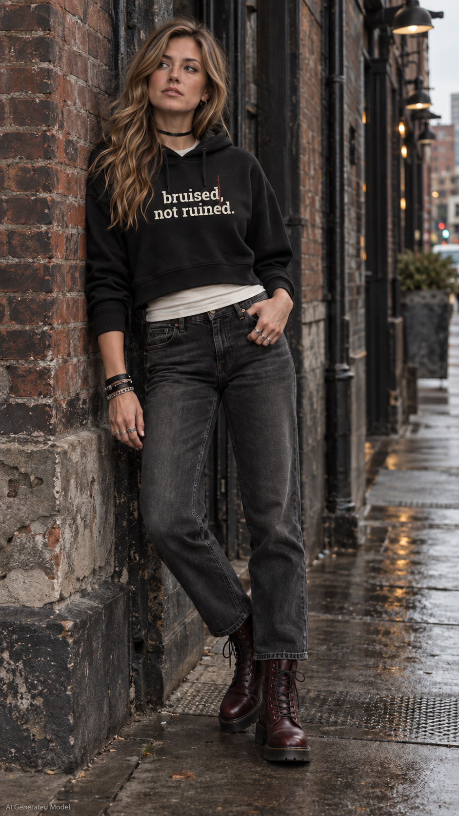 Bruised Not Ruined Cropped Fleece Hoodie