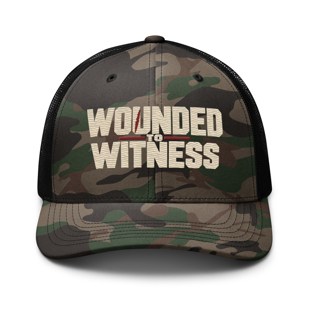 Wounded to Witness Embroidered Camo Trucker Hat